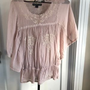 Embroidered pink bat style blouse